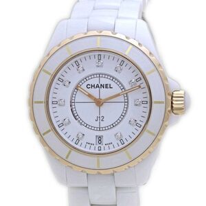 CHANEL J12 White Ceramic Watch with 11 Diamonds